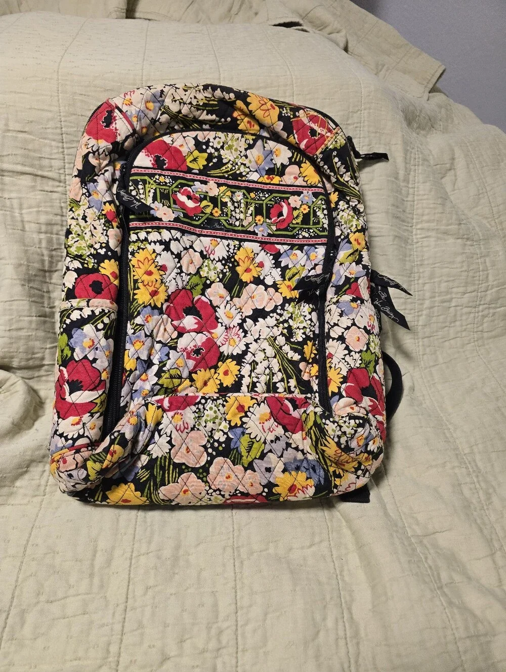 Vera Bradley Black Floral Quilted Backpack Im Poppy Feilds